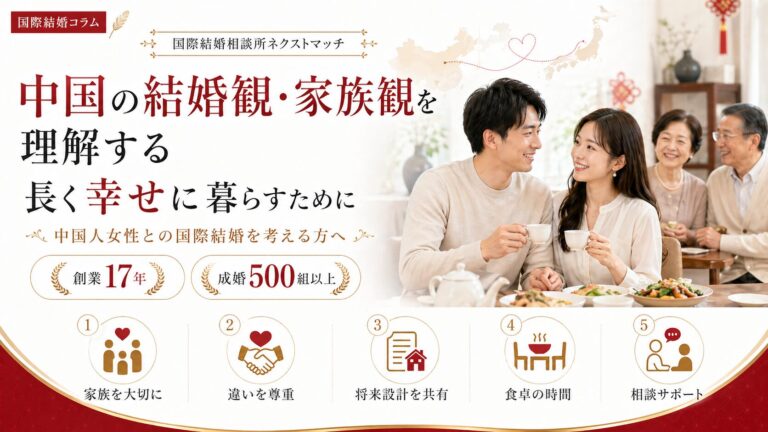 中国人女性との国際結婚で大切な結婚観と家族観を表すイメージ｜中国の伝統と現代家族