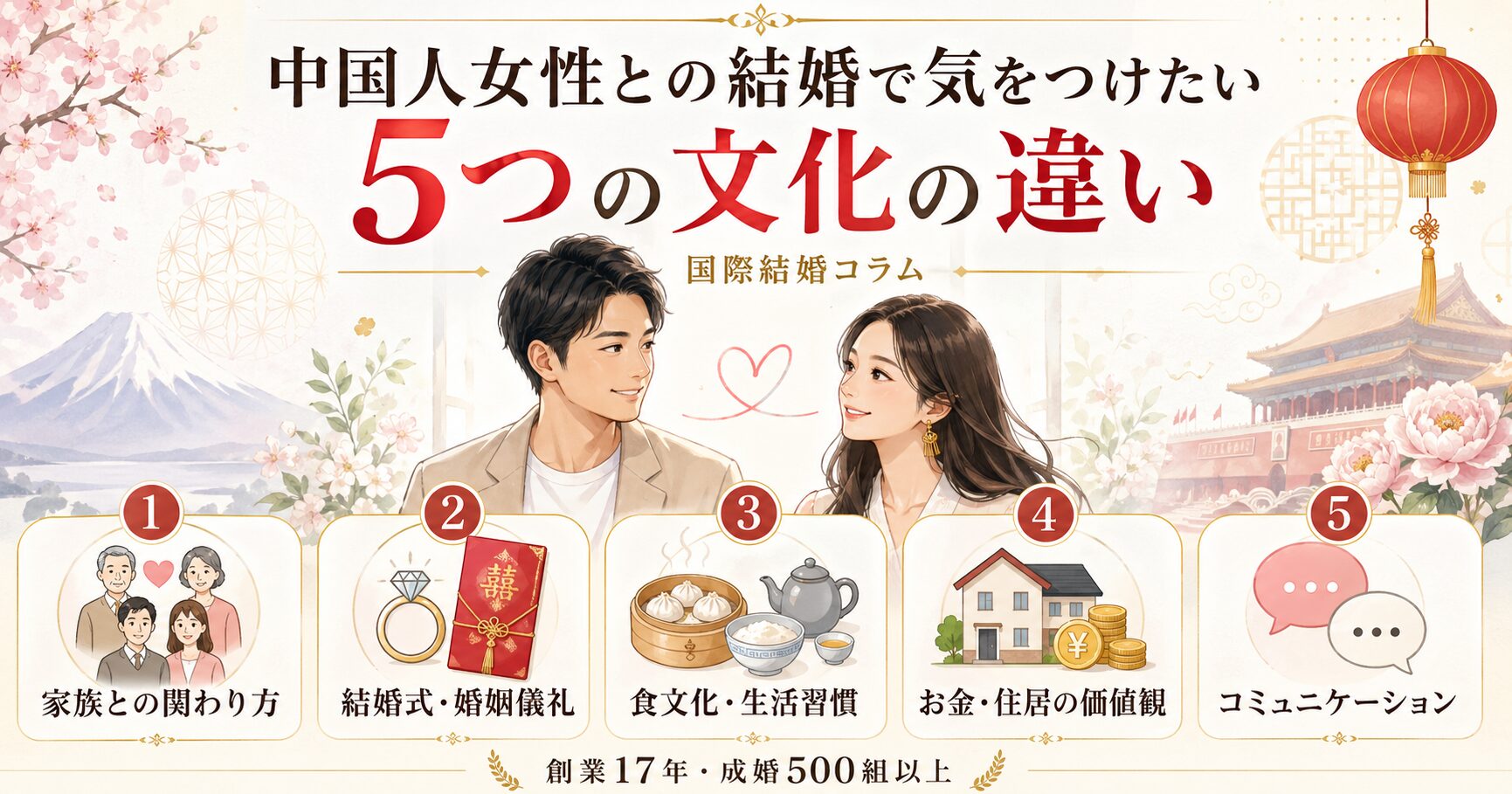 中国人女性との結婚で大切にしたい文化の違いを語り合う日中カップル|国際結婚相談所ネクストマッチ